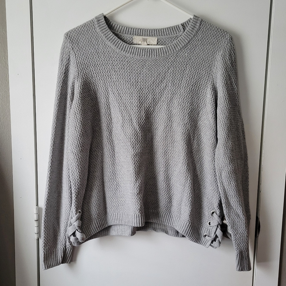 Pinque Gray Lace Sides Sweater